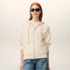 Sudadera con capucha y cremallera Ami de Coeur en algodón blanco con relieve Sudadera con capucha y cremallera Ami de Coeur en algodón blanco con relieve