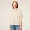 Sudadera con capucha y cremallera Ami de Coeur en algodón blanco con relieve Sudadera con capucha y cremallera Ami de Coeur en algodón blanco con relieve