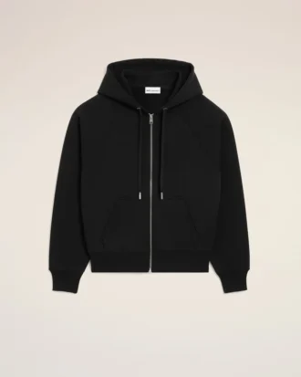 Sudadera con capucha y cremallera Ami de Coeur en algodón negro con relieve