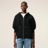 Sudadera con capucha y cremallera Ami de Coeur en algodón negro con relieve Sudadera con capucha y cremallera Ami de Coeur en algodón negro con relieve