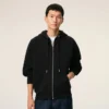 Sudadera con capucha y cremallera Ami de Coeur en algodón negro con relieve Sudadera con capucha y cremallera Ami de Coeur en algodón negro con relieve