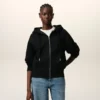 Sudadera con capucha y cremallera Ami de Coeur en algodón negro con relieve Sudadera con capucha y cremallera Ami de Coeur en algodón negro con relieve