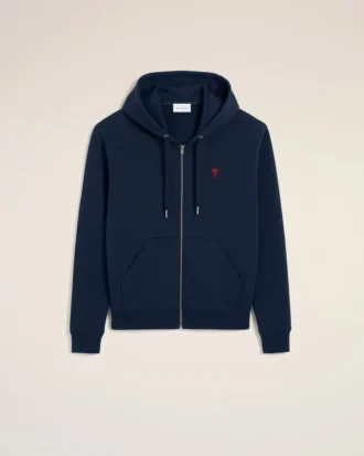 Sudadera con capucha y cremallera Red Ami de Coeur de algodón azul y rojo