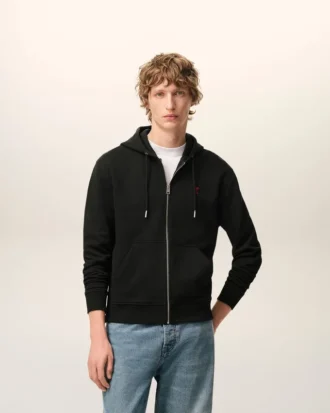Sudadera con capucha y cremallera Red Ami de Coeur de algodón negro