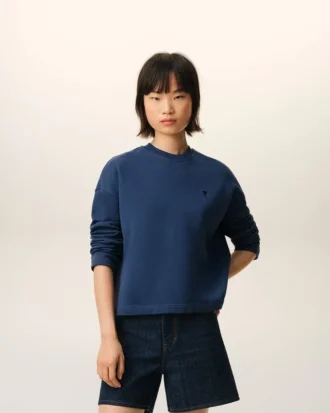 Sudadera corta de algodón azul Ami de Coeur