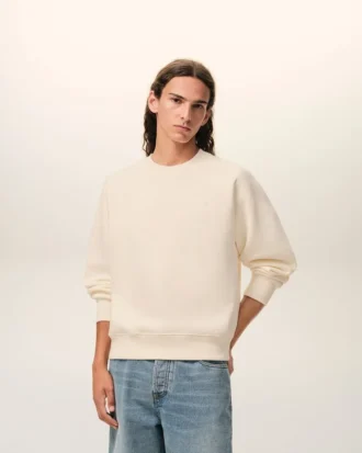 Sudadera de algodón blanco con Ami de Coeur en relieve