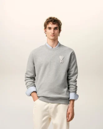 Sudadera de algodón gris con Ami de Coeur