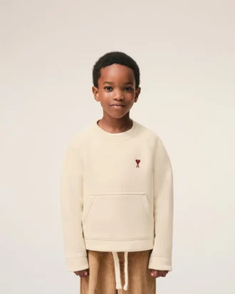 Sudadera de cuello redondo Ami de Coeur de algodón blanco