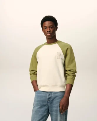 Sudadera de punto de algodón Ami de Coeur en blanco y verde Sudadera de punto de algodón Ami de Coeur en blanco y verde