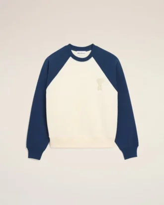 Sudadera de punto de algodón blanca y azul Ami de Coeur