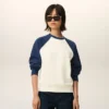Sudadera de punto de algodón blanca y azul Ami de Coeur Sudadera de punto de algodón blanca y azul Ami de Coeur