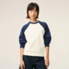 Sudadera de punto de algodón blanca y azul Ami de Coeur Sudadera de punto de algodón blanca y azul Ami de Coeur