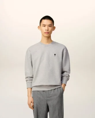 Sudadera gris de algodón con contraste «Ami de Coeur»