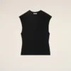 Top ajustado sin mangas de jersey negro Top ajustado sin mangas de jersey negro