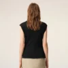 Top ajustado sin mangas de jersey negro Top ajustado sin mangas de jersey negro
