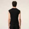 Top ajustado sin mangas de jersey negro Top ajustado sin mangas de jersey negro