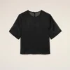 Top negro de seda de manga corta transparente con top interior Top negro de seda de manga corta transparente con top interior