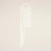 Top sin mangas con cuello lavallière de jersey blanco Top sin mangas con cuello lavallière de jersey blanco