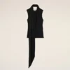 Top sin mangas Lavalliere de jersey negro