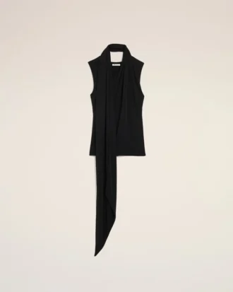 Top sin mangas Lavalliere de jersey negro