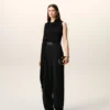 Top sin mangas Lavalliere de jersey negro