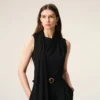 Top sin mangas Lavalliere de jersey negro