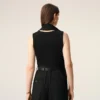 Top sin mangas Lavalliere de jersey negro