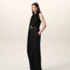 Top sin mangas Lavalliere de jersey negro