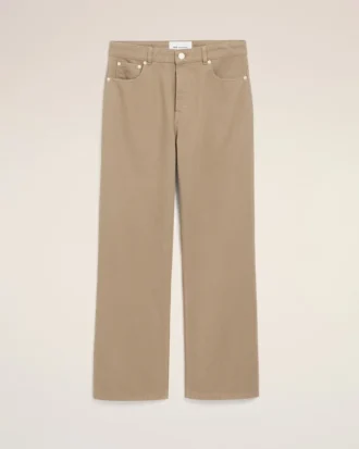 Vaqueros de corte ancho en algodón beige