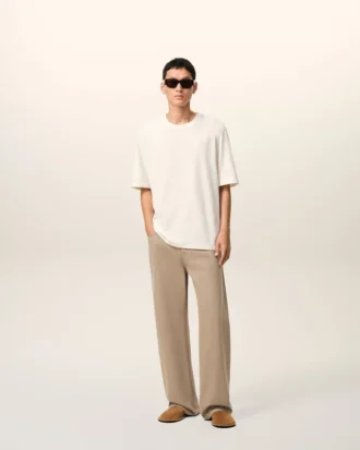 Vaqueros de corte ancho en algodón beige