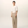 Vaqueros de corte ancho en algodón beige
