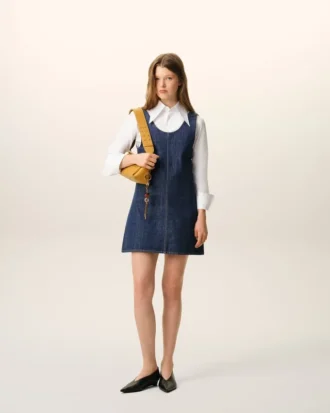 Vestido azul de algodón con tirantes finos