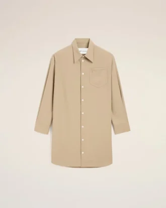Vestido camisero ancho Ami de Coeur de lana virgen beige