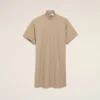 Vestido de algodón beige con cuello mao y botones