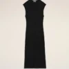 Vestido largo ajustado sin mangas de jersey negro