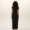 Vestido largo ajustado sin mangas de jersey negro