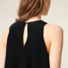 Vestido largo negro de mezcla de seda con volantes Vestido largo negro de mezcla de seda con volantes