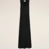 Vestido largo sin mangas de satén negro Vestido largo sin mangas de satén negro
