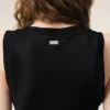Vestido largo sin mangas de satén negro Vestido largo sin mangas de satén negro