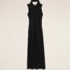 Vestido largo tipo lavallière de jersey negro