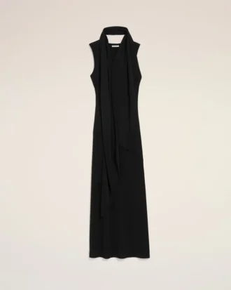 Vestido largo tipo lavallière de jersey negro