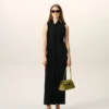 Vestido largo tipo lavallière de jersey negro