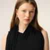 Vestido largo tipo lavallière de jersey negro