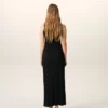 Vestido largo tipo lavallière de jersey negro