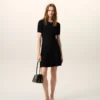 Vestido mini con godets de punto negro