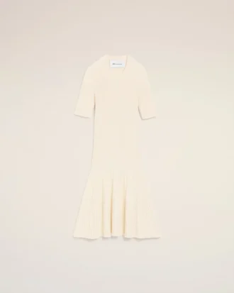 Vestido mini Godet de punto blanco