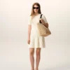 Vestido mini Godet de punto blanco
