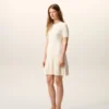 Vestido mini Godet de punto blanco