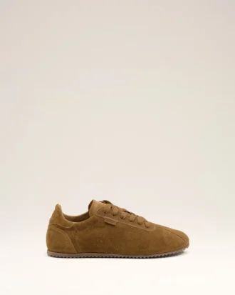 Zapatillas deportivas blandas de piel de vaca marrón