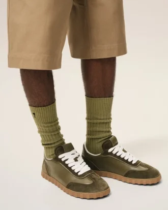 Zapatillas Step de piel de vacuno verde